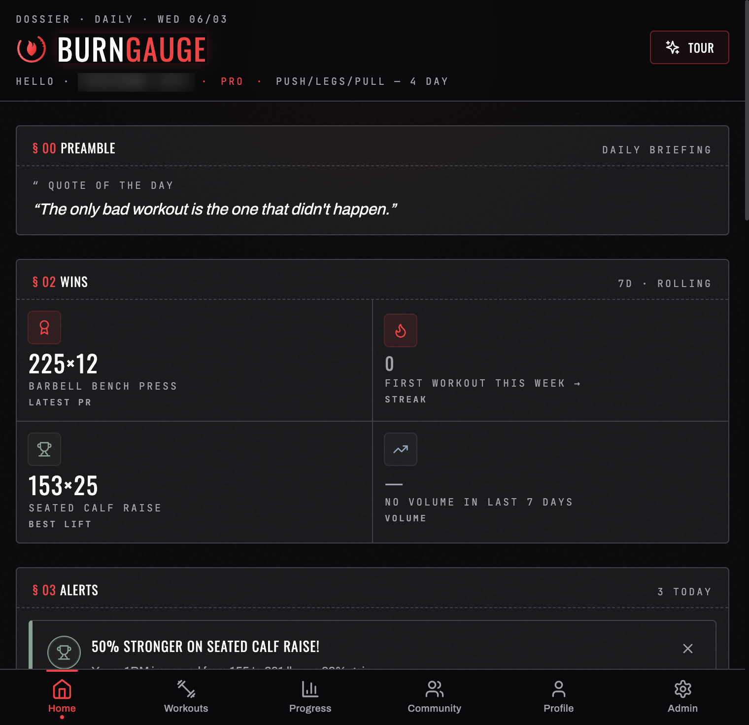 The BurnGauge dashboard
