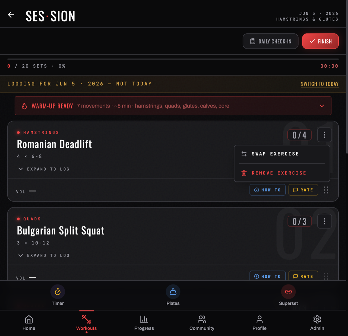 Exercise options — Swap or Remove